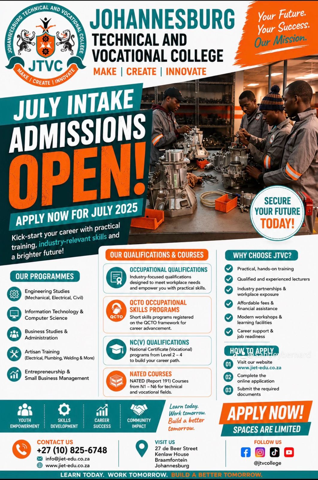  the johannesburg technical & vocational coll  in Johannesburg