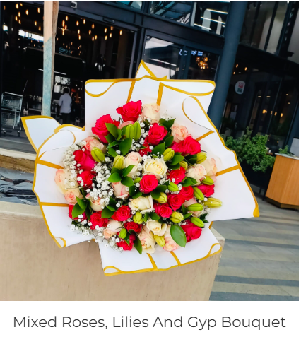  mixed roses, lilies and gyp bouquet.

shop  in Soweto