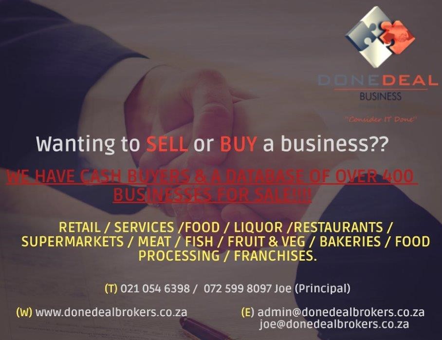 Done deal business brokers - urgently require!!!!! 1