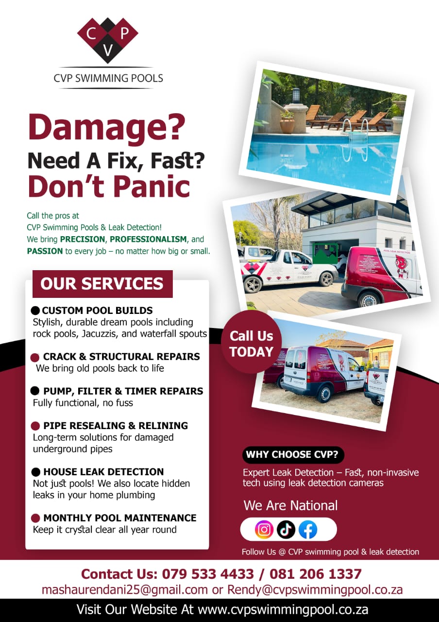  we do pool renovations 
pool maintenance an  in Midrand