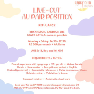 URGENT Au Pair / Nanny positions available! 